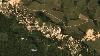 Imagem de satlite de 2020 mostra ao de garimpo na Terra Indgena Kayap, no Par Imagem: Rede Xingu+ / Divulgao