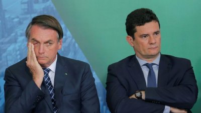 Presidente Jair Bolsonaro e ex-ministro da Justia Sergio Moro