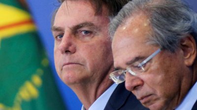 Presidente Jair Bolsonaro e ministro da Economia, Paulo Guedes, durante evento no Palcio do Planalto Imagem: ADRIANO MACHADO