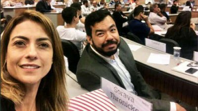 Deputado Loester Carlos (esquerda) ao lado da senadora Soraya Trhonicke