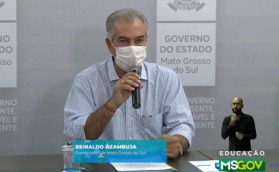 O governador Reinaldo Azambuja fez o anncio em live nesta tarde. (Foto: Reproduo Facebook)