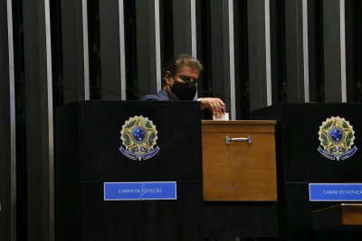 O senador Nelsinho Trad em vota nas eleies do Senado, nesta segunda-feira (Foto: Divulgao/Senado Federal)